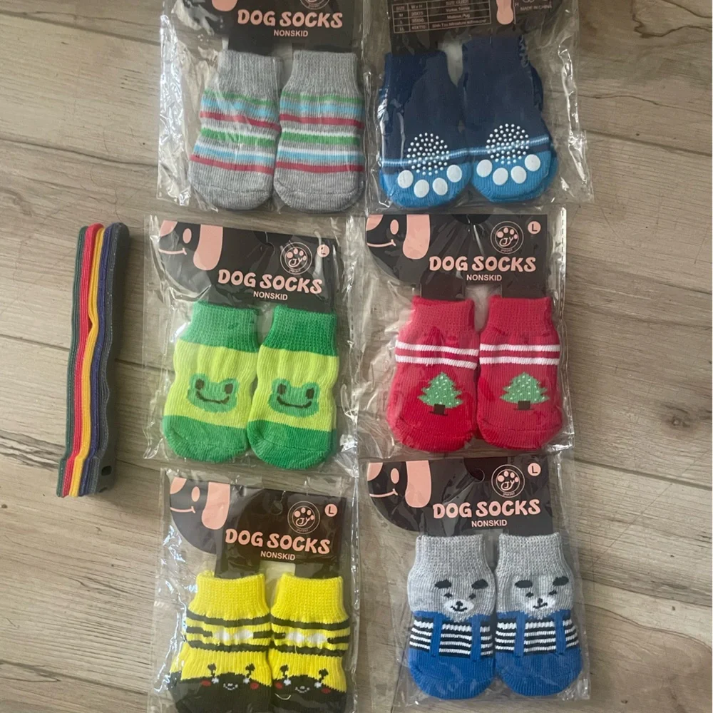 6Pairs of 4PCS Holiday Pet Anti-Slip Dog Socks